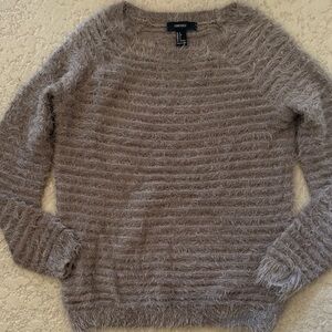 Forever 21 Fuzzy Brown Crew Neck Sweater